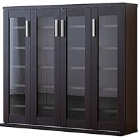 木製ガラス扉キャビネット　大きめ　収納棚 楽天市場】【秋のバーゲンSALE開催中】天然木 ガラス扉付き書棚