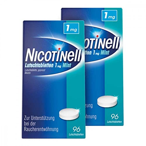Nicotinell Nikotin Lutschtabletten 1 mg Mint - zur Rauchentwöhnung und Linderung von Rauchverlangen - diskrete Hilfe beim Rauchen aufhören, Vorratspack 2 × 96 Stück