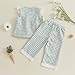Thorn Tree Girls Summer Outfits Ruffle Sleeve Button Up Dress Tops Plaid Linen Pants Spring Toddler Girl Clothes (Light Green C, 12-18 Months)