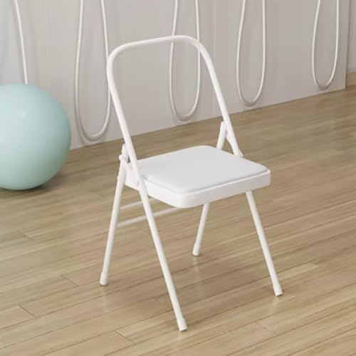 HEYBB Silla Plegable De Yoga,Silla Auxiliar De Yoga,Silla Plegable De Metal Iyengar,Silla Portátil Reforzada Sin Respaldo Blanco 31.5in*18.5in*17.3in,Pink (White)