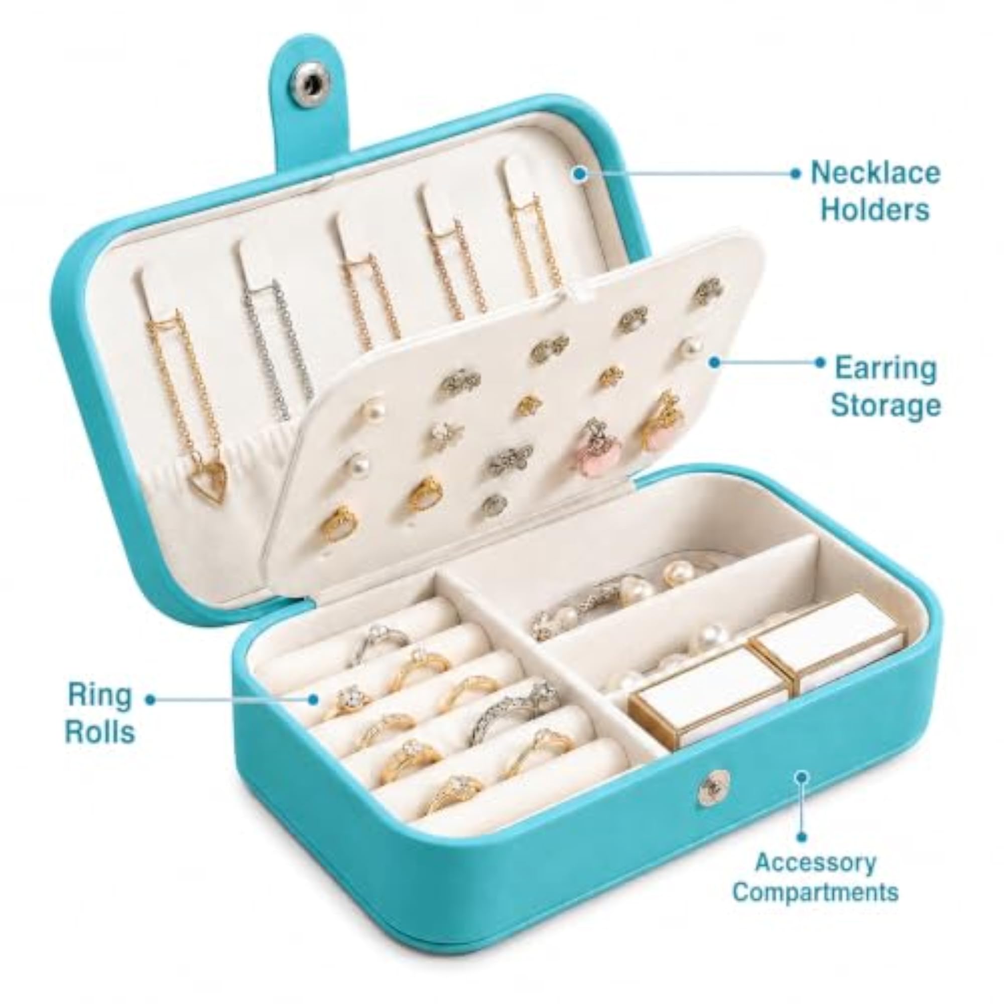 Leather Mini Travel Jewellery Organizer Case for Women
