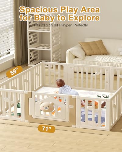 Premium Foam Baby Play Mat 71x59 – Removable & Machine Washable Cover, Extra Thick Padding Playpen Mat, Non-Slip Crawling Mat, Easy to Clean for Infants, Toddlers & Babies - Image 4