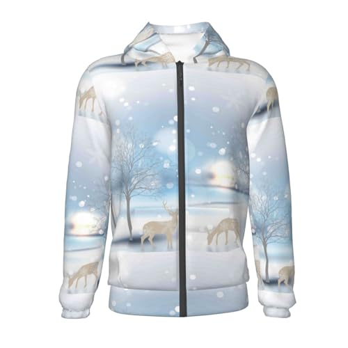 Christmas Deer Kids Pullover Hoodies Boys Zip Up Sweatshirts Girls Athletic Clothes with Pocket2