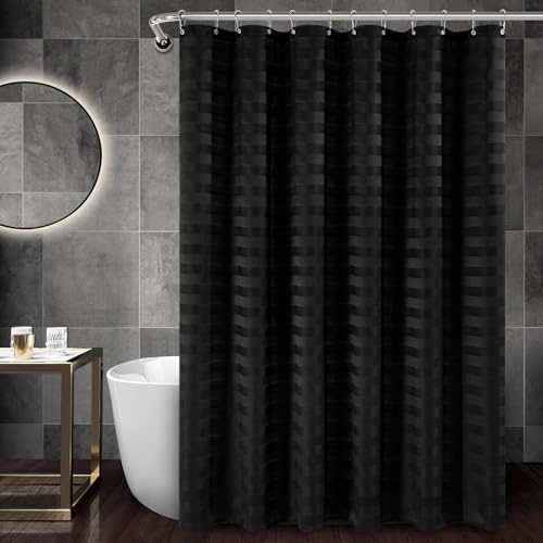 Waterproof Fabric Shower Curtain, Extra Long White Striped Shower Curtain Simple Neutral Weighted Shower Curtains for Bathroom, 230GSM Modern Ivory Thick Shower Curtains with 12 Hooks, 72Wx96H by PANGSINNE - Used condition - US$12.99