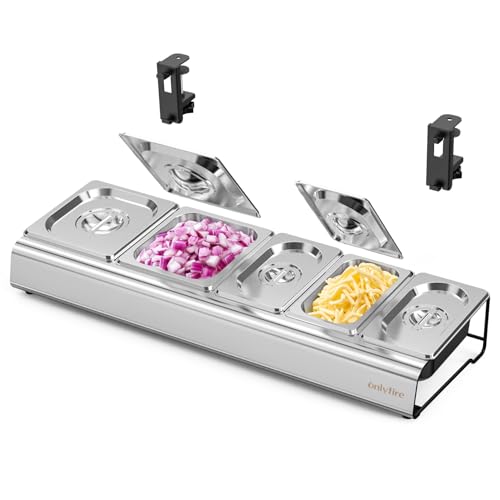 onlyfire Pizza Topping Station, Stainless Steel Seasoning Containers with Lid, Condiment Serving Container Pizza Oven Accessories for Grill Table Cart, Kitchen and Outdoor Oven Table onlyfire Pizza Topping Station, Stainless Steel Seasoning Containers with Lid, Condiment Serving Container Pizza Oven Accessories for Grill Table Cart, Kitchen and Outdoor Oven Table