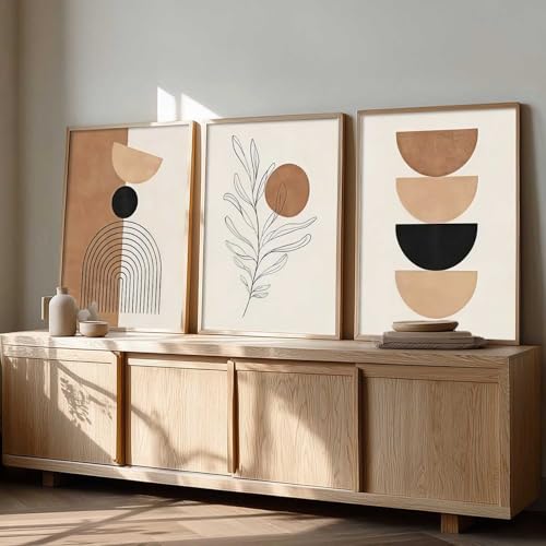 Image of kotart Home Decor Boho Painting Decorative Wall Art poster With Frame For Living Room Bed Room Hotel Wall Decor Digital Reprint Set of 3 (19X25 inch)