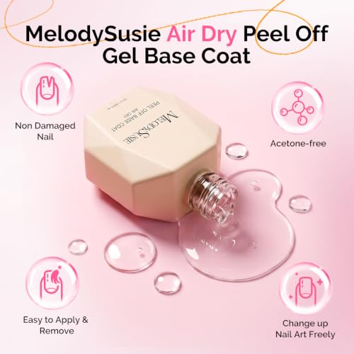 Image of MelodySusie 15ML Air-Dry Peelable Base Coat | Soak Off-Free Easy Removal without Damage,Beginner Friendly Gentle Protection for Nails No UV /LED Lamp Needed