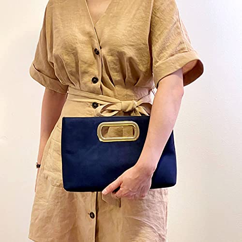 Image of Top Handle Faux Suede Clutch