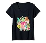 donna 12 ° compleanno summer pool party beach redhead kids maglietta con collo a v