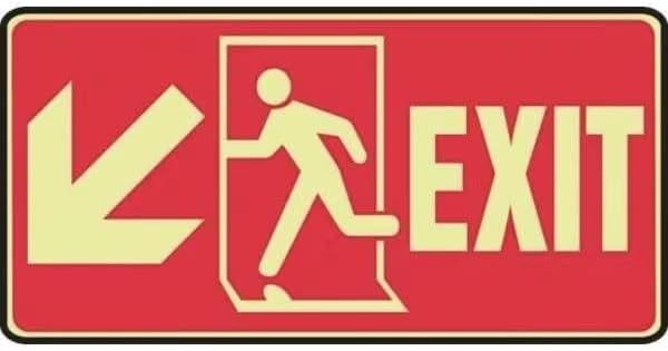 Exit Sign, Glow Plastic, 10 in W, 7 in H, Mfr: MLEX512GP-A