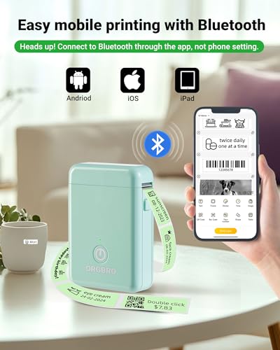 Image of ORGBRO Label Maker, Bluetooth Label Maker Machine with Tape, X1-Green | Thermal Label Printer for Home, Office, School Organization, Fits Pre-Cut & Continuous Labeler, Sticker Maker, Green