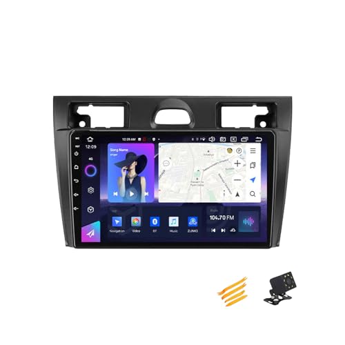 EsaSam Android 13 Car Stereo Bluetooth Car Play 2 DIN Touch Screen Compatible with Ford Fiesta Mk5 2002~2008 9in QLED Display Car Radio with Navigation Android Auto FM RDS SWC,8 Core NF5 4G+64G