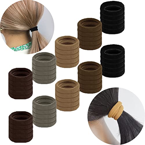 Hadiya 50 gomas elásticas para el pelo sin costuras, para mujeres y niñas, antideslizantes, para el pelo Cover