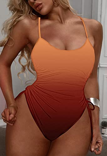 Image of Viottiset Women's Ruched High Cut One Piece Swimsuit Tummy Control Bathing Suit Monokini