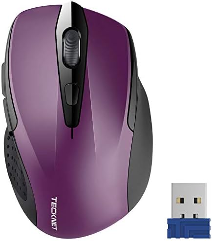 TECKNET Wireless Mouse, 2.4G Ergonomic Optical Mouse, Computer Mouse for Laptop, PC, Computer, Chromebook, Notebook, 6 Buttons, 24 Months Battery Life, 2600 DPI, 5 Adjustment Levels