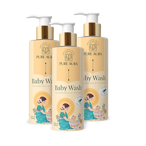 Image of Pure Aura Baby Body Wash 200ml, Pack of 3 - Doctor Recommended Ayurvedic Baby Wash with 12 Natural Herbs | Tear-Free, Gentle Hydration for Newborns & Kids