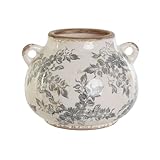 Référence : S3053934 Home ESPRIT Vase Blanc Marron Gris Grès Feuille de Plante 21 x 20 x 16 cm