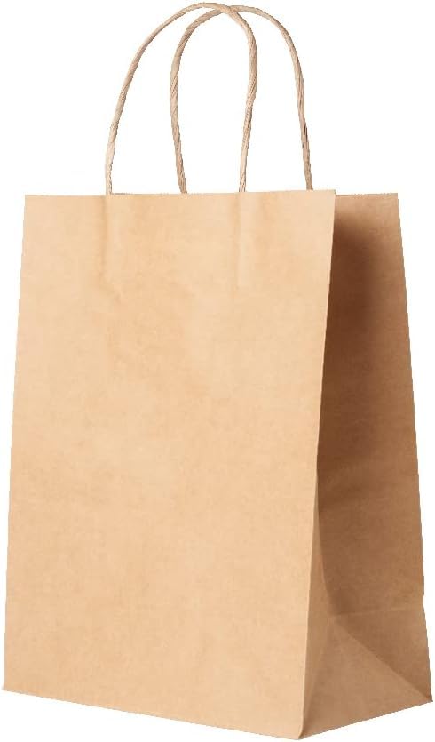 JQ 10x5x13 Recycled Kraft Paper Bags with Handles 250 pcs, Brown Paper Bags With Handles| Gift Bags In Bulk, Goodie Bags, Paper Bags For Small