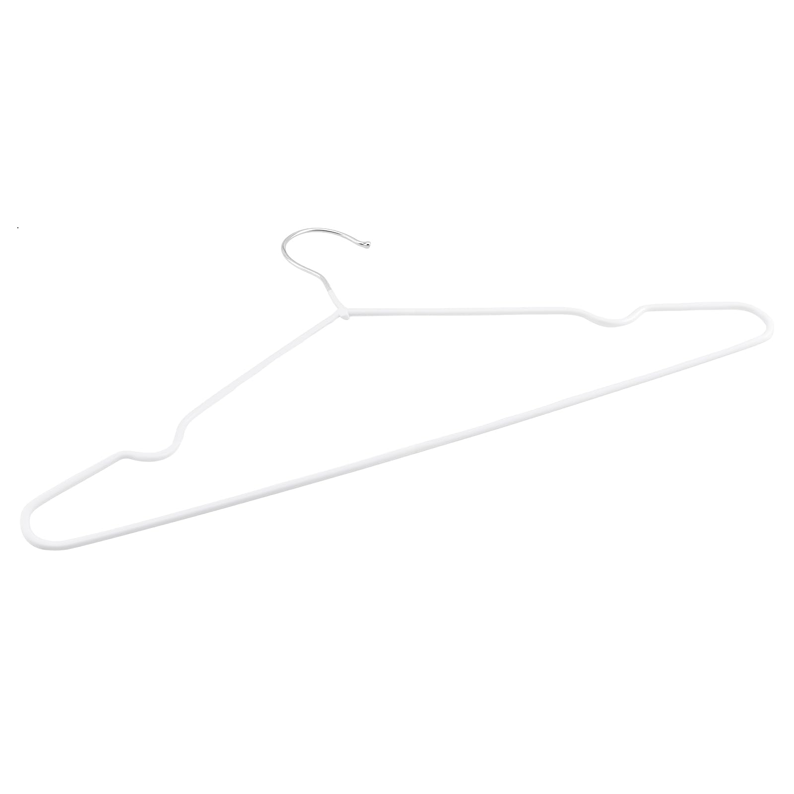 Lot de 60 cintres en métal - Blanc - 40 cm - Gaine de plastique - Peu encombrant - Antidérapants - Pour manteaux, chemises, pantalons, vestes