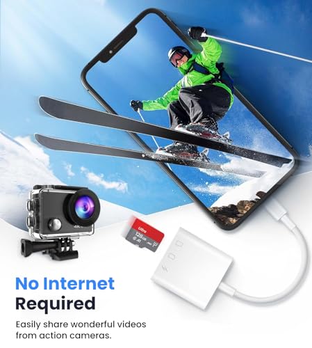 Image of Verilux SD Card Reader for iPhone iPad with USB C to C Connector, 3 in 1 USB C SD Card Reader with with Dual Slot for SD /TF and USB Port, Memory Card Readers Support for iPhone /iPad /Android /Camera