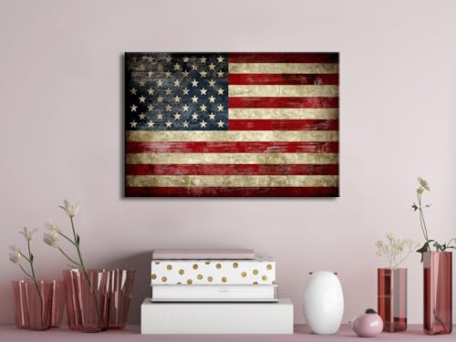 Image of Pyradecor Old Vintage American Flag Canvas Prints Wall Art Pictures Paintings for Living Room Office Home Decorations Modern Abstract Landscape Artwork