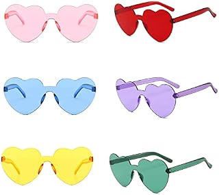 Heart Sunglasses Fancy Dress Party Heart Glasses,Novelty Party Photo Props Party Supplies,Beach Birthday Festival Dress Costume Funny Party Sunglasses for Kids and Adults (6 pcs)