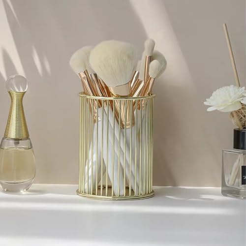 KYHYFJMD Gold Metal Pen Holder Cup for Desk Makeup Brushes Pencil Holders Home Office Organizer