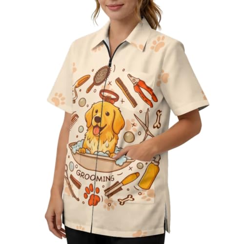 Hdjxbdhsv Unisex Water-Resistant Pet Grooming Smock XL