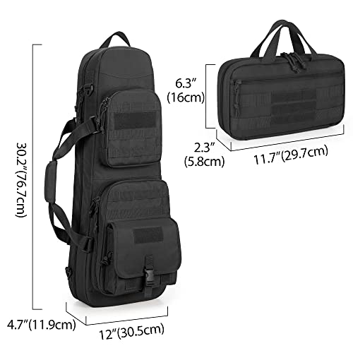 Dsleaf 28” Double Short Barrel Rifle Case With Pistol Magazine Storage Bag For 2 Rifles And 23 Magazines, Black #TOP5