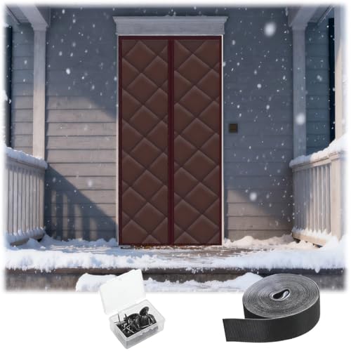 Rideau de porte isolant thermique magnétique auto-absorbant et imperméable gris - 8