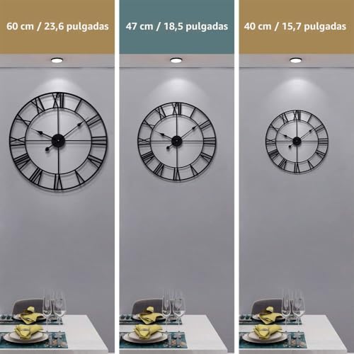 Reloj de pared redondo que funciona con pilas para decoración vintage en interiores 4