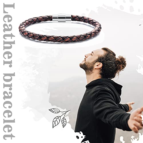 Kxj 9 Inches 5Mm Brown Leather Cord Rope Anklet Bracelet Chain With Stainless Steel Magnet Clasp Jewelry Gifts For Women Men #TOP1