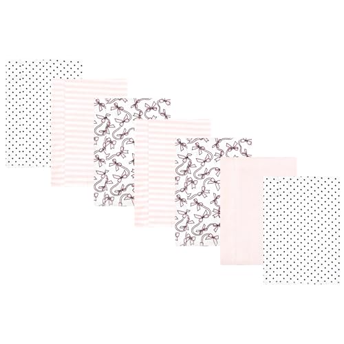 Image of Luvable Friends Hudson Baby Flannel Burp Cloths 7pk, Rose Ribbons
