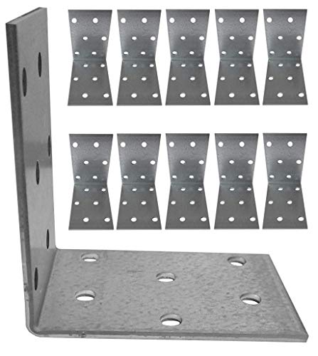Corner Braces Brackets Plates Pack of 10pcs Heavy Duty Wooden Right Angle Iron, Metal Steel Sheet Galvanised (60 x 60 x 40 x 2mm)