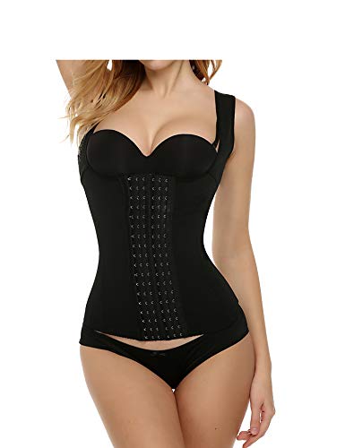 Lucyme Damen Figurformer Cincher Unterbrust Corsage Taillenmieder, Schwarz, S fit for Waist 56-62cm