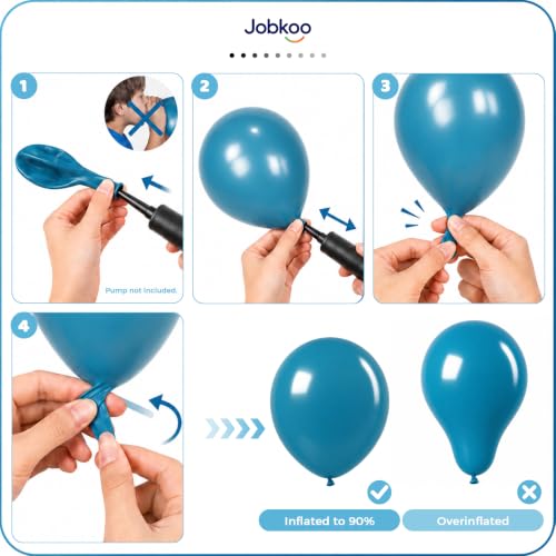 Image of Jobkoo Peacock Blue Balloons 12 Inch, Turquoise Teal Blue Latex Balloon