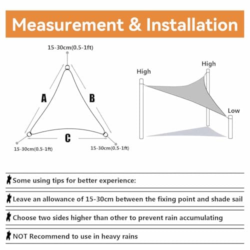 Voile d'ombrage imperméable triangle pour bloquer la chaleur et la pluie - 4