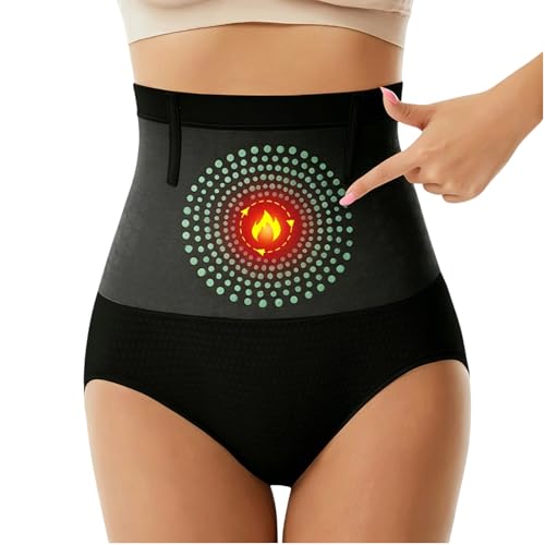 WPPGONE Tummy Control Underwear,Warm Feeling Shapewear for Women Double Pressure Tummy Control Underwear High Waisted Body Shaper Seamless Girdle Black