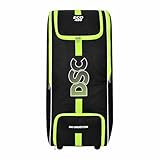 DSC Eco 400 Cricket-Tasche, Farbe: Schwarz und Neongrün, Größe: 96,5 x 36,8 x 34,3 cm, für Herren und Jungen, Material: Polyester, integrierte Schuhtasche, gepolsterte und verstellbare Schultergurte