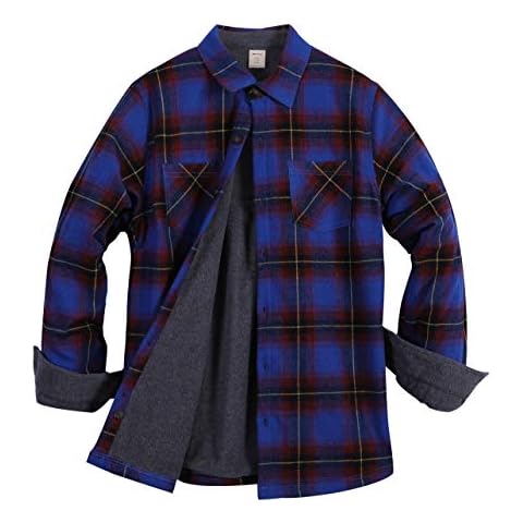 ZENTHACE Women's Thermal Fleece Lined Plaid Button Down Flannel Shirt Jacket Blue Plaid XL Cover