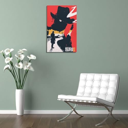 YRTWR I WBRRB Póster de Red Dead Redemption 2 para pared, diseño de portada para dormitorio, películas de 20 x 30 cm, estilo marco