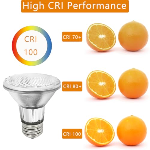 Par20 Bulbs, 2 Pcs 120V 50W Par20 Light Bulbs, E26 Medium Base Long Lasting Life High Output Reflector Flood Lights Replacement Range Hood Light - Warm Light