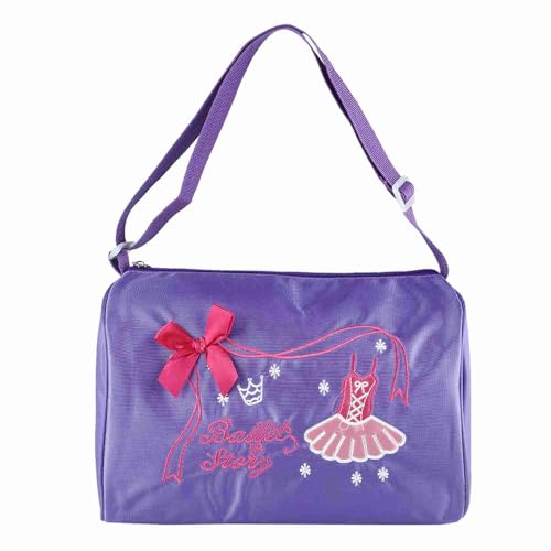 XHIKOWAT Sac de Danse de Ballet pour Enfants,Grande capacité,Sangle Réglable,Fourre tout brodé pour la Danse de Ballet,imprimé de Basket ball,Violet (Violet) – vue 2