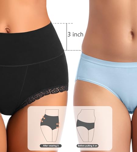 Women's Cotton Underwear,Ladies Soft Stretch Tummy Control Comfy No Muffin Panties Boyshorts2