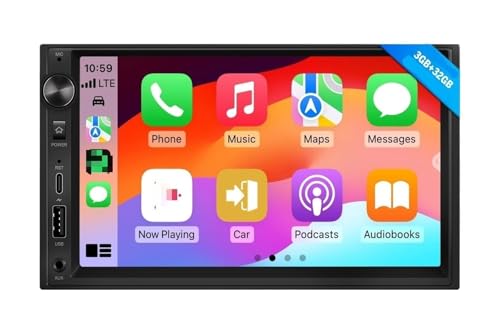 �J�[�v���C 7 "IPS 2 Din �J�[�X�e���I���W�I Android 14 GPS �i�r�Q�[�V���� DSP CarPlay DVD �Ȃ�