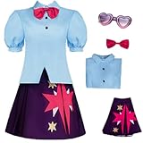 Dosoniko Twilight Sparkle Costume Uniform Blue Shirt Purple Skirt Full Set For Women (BLUE, M)