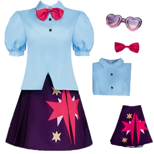 Dosoniko Twilight Sparkle Costume Uniform Blue Shirt Purple Skirt Full Set For Women (BLUE, M)