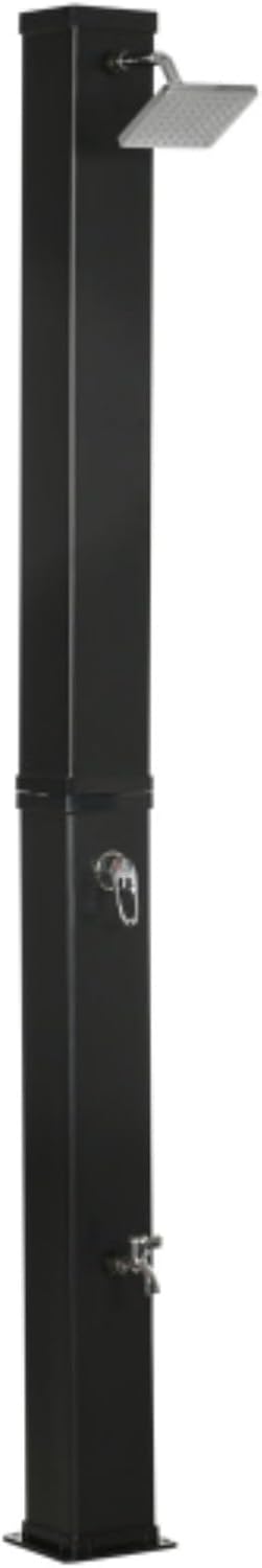 10.6 Gallon 7-Foot Solar Heated Shower, 2-Stage Outdoor Shower, Temperature Adjustment and Foot Shower, with Free Rotating Shower Head, for Backyard Poolside Beach Pool Spa