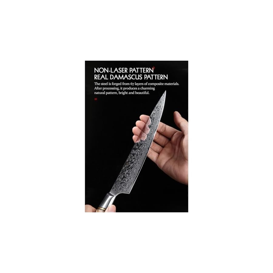 Super Sharp Damascus Kitchen Knife Set,Figured Sycamore Wood handle Knife Set,67-Layer Japanese VG10 Steel for Chef Knife Set,Knives Set for Kitchen,Bread Knife,Paring Knife(5PCS)