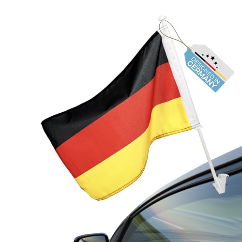 DEKOELFE - Premium Autofahne | Autoflagge | Autofensterfahne | Autofensterflagge | Fußball EM 2024 Fanartikel | Deutschland | Auto Fenster Flagge Fahne 45x30cm, MAX. 60 Km/h